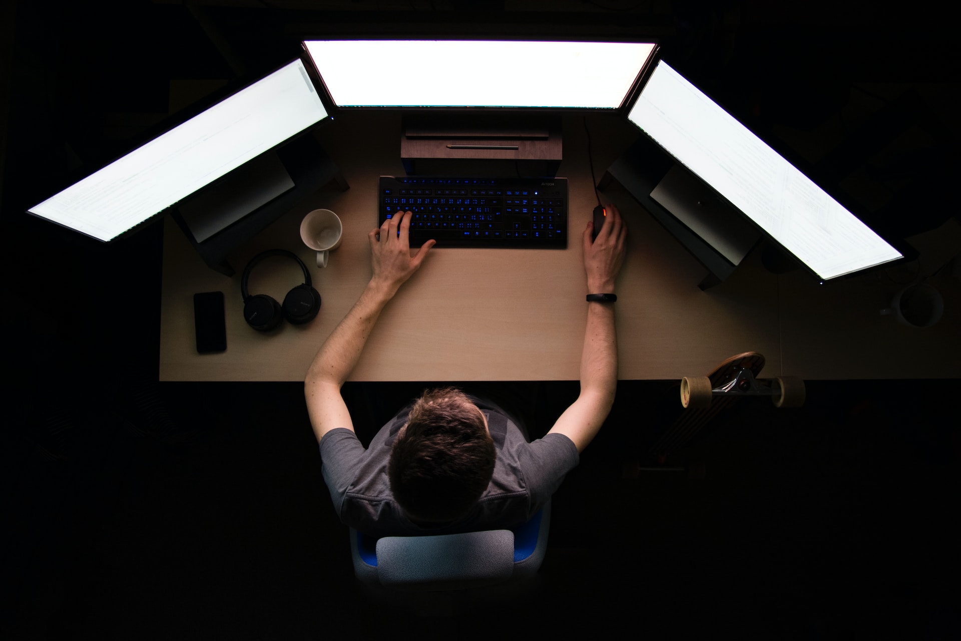man working on a computer